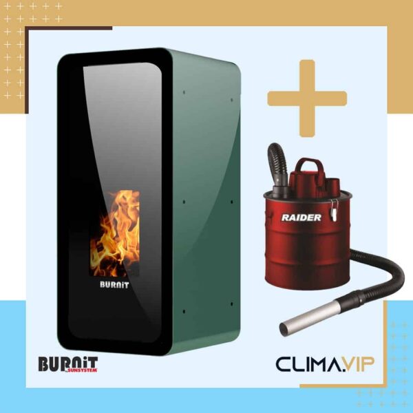Пелетна камина с водна риза BURNiT Calor Pine Green 13 kW