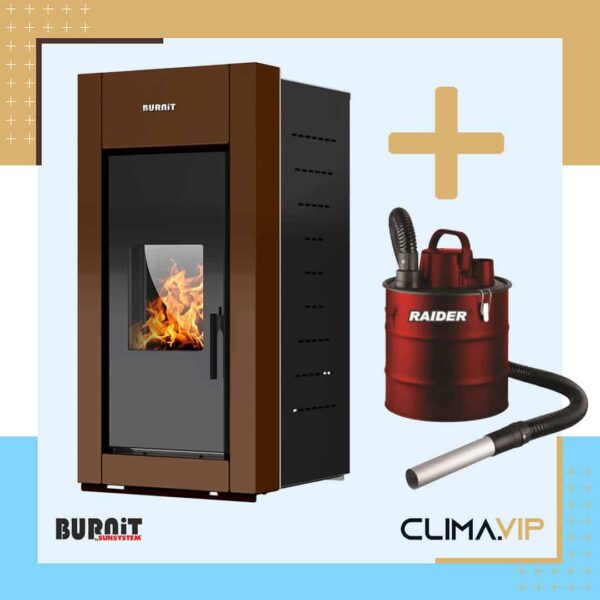 Пелетна камина с водна риза BURNiT Trend Coffee brown 11 kW